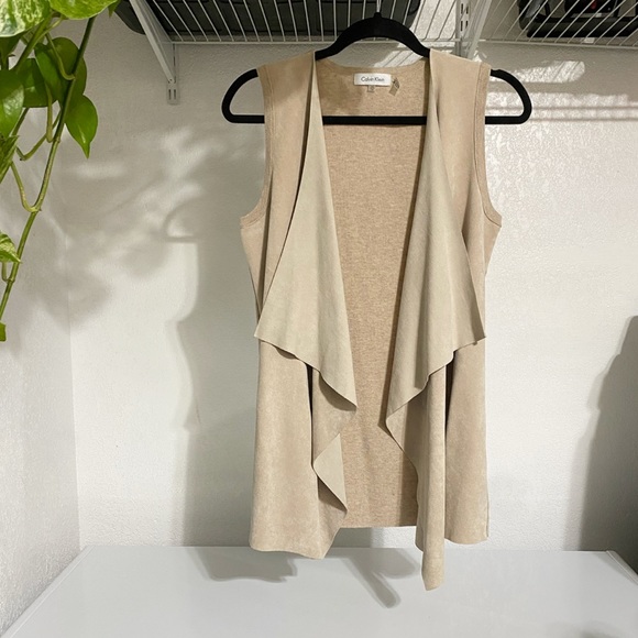 Calvin Klein Faux Suede Drape Vest - Picture 2 of 8